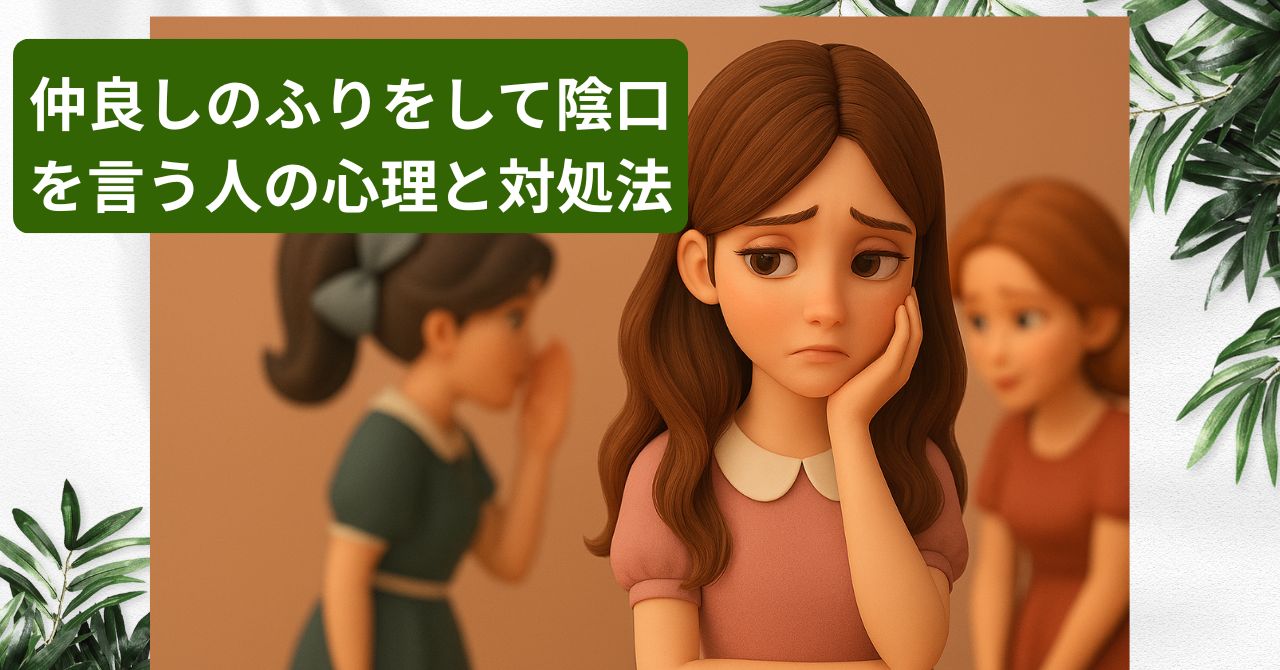 後ろで密かに話す女性たちを気にするように、前で悩む女性の姿